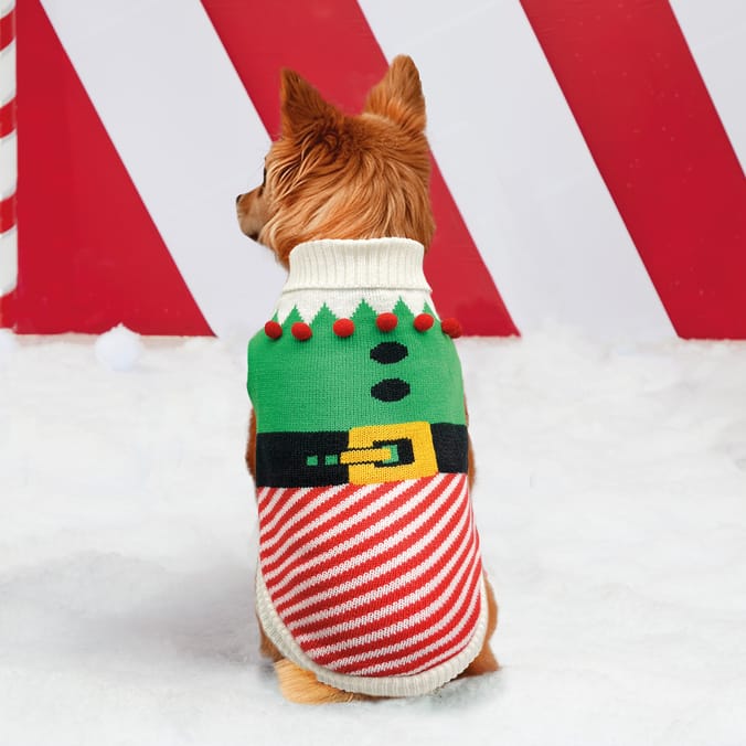 Christmas Elf Dog Sweater – Festive Holiday Knit Jumper for Pets