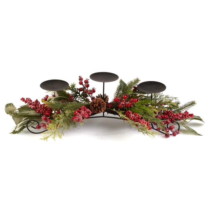 Festive Feeling Berry Table Candle Holder – Holiday Centerpiece in