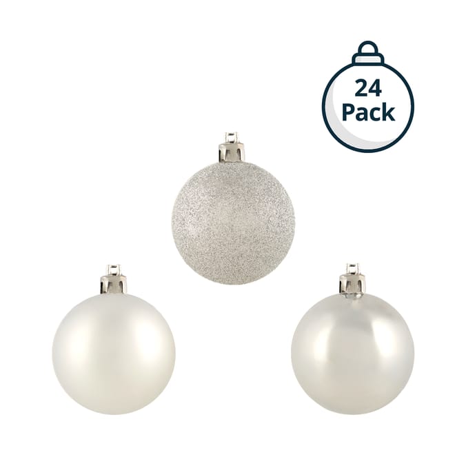 24-Pack Shatterproof Christmas Bauble Set – Assorted Finishes