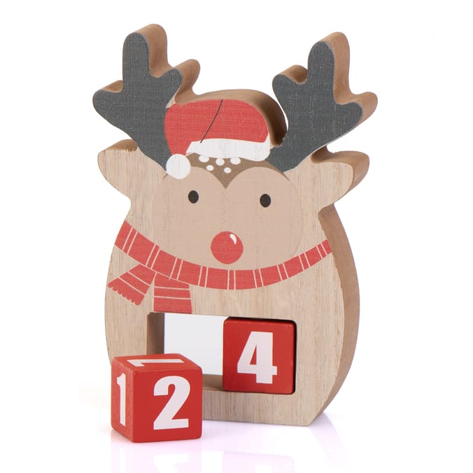 Wooden Reindeer Christmas Countdown Block – Festive Advent Calendar Décor