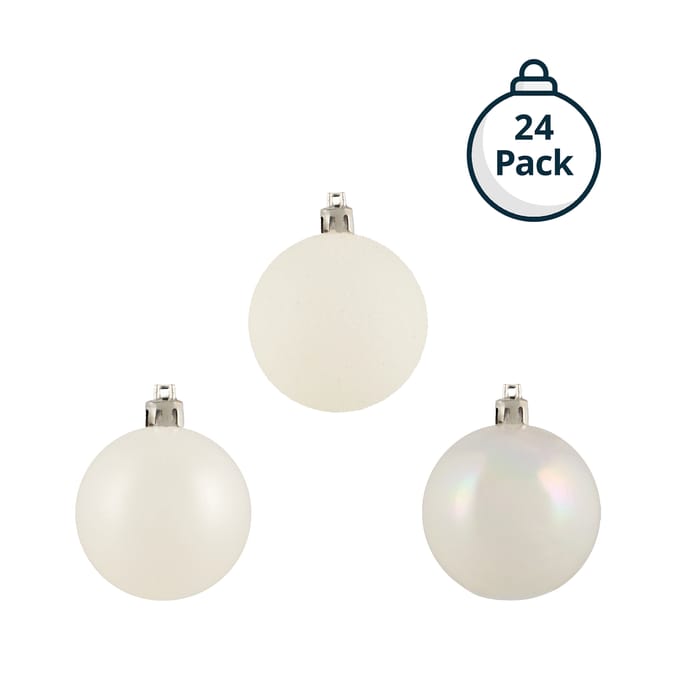 24-Pack Shatterproof Christmas Bauble Set – Assorted Finishes