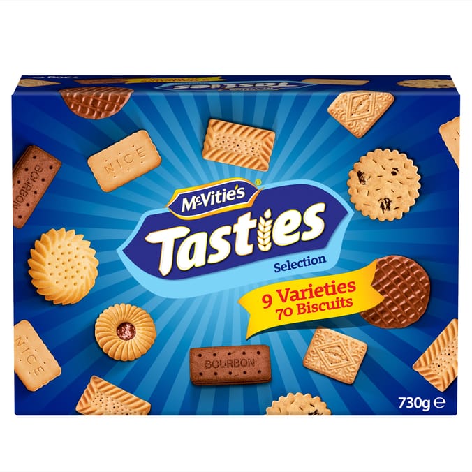 McVitie’s Tasties Biscuit Selection – 9 Varieties, 70 Biscuits (730g)