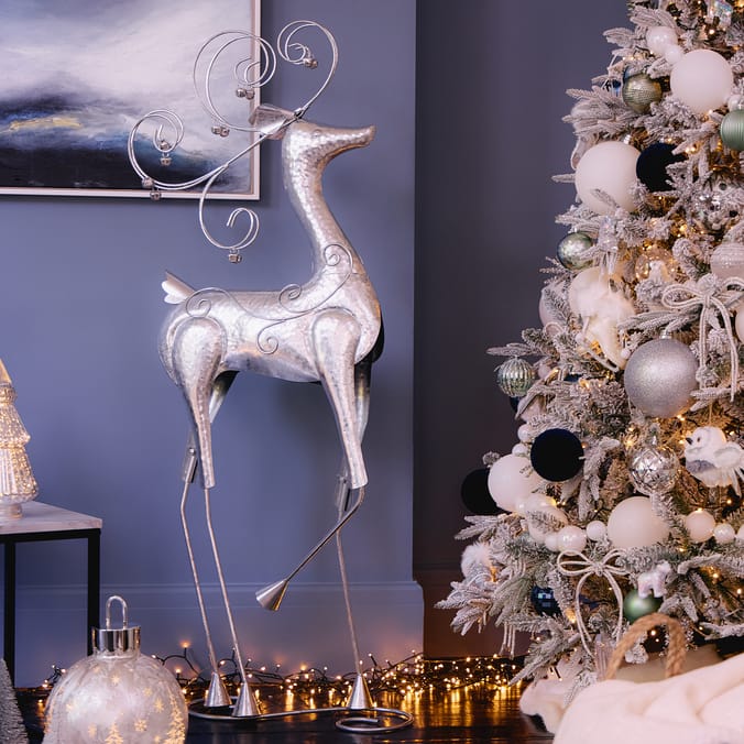 Frosted Spirit Decorative Large Metal Reindeer