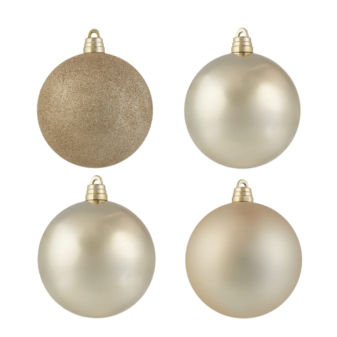 4-Pack Christmas Bauble Ornament Set – Shatterproof Tree Decorations with Matte, Glossy & Glitter Finishes