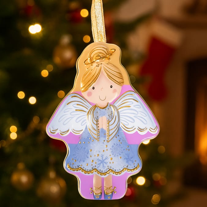 Angel Christmas Tin Ornament with Festive Treats