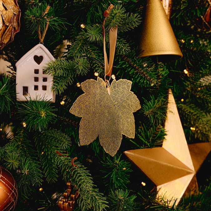 Winter Luxe Golden Acorn Leaf Christmas Decoration