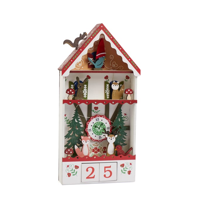 Woodland Christmas Countdown House – Wooden Advent Calendar with Forest Animals & Number Blocks