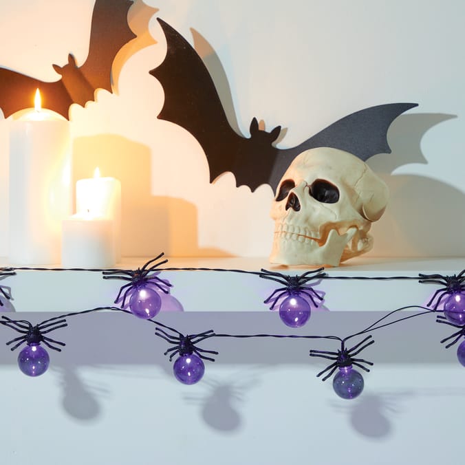 Hallow Scream 10 LED Spider String Lights