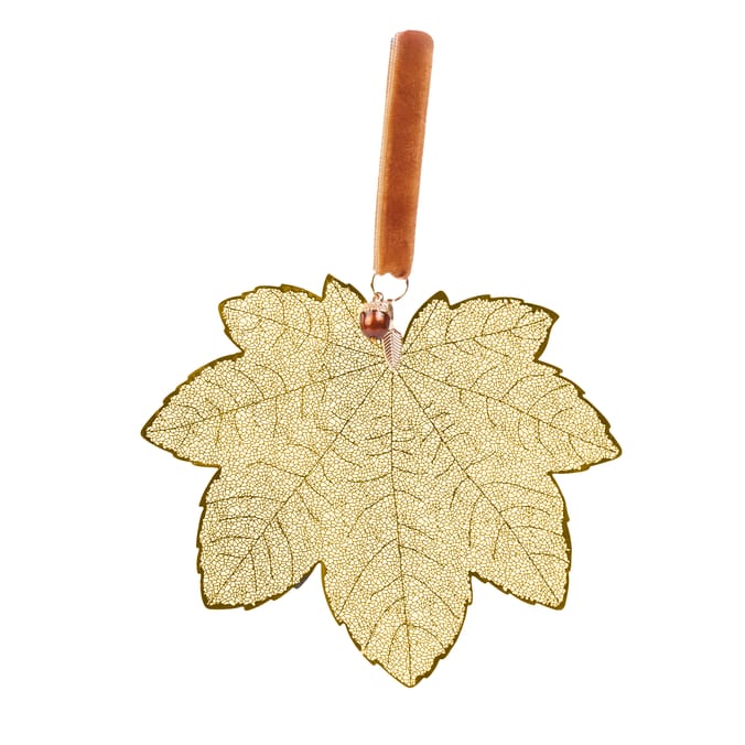 Winter Luxe Golden Acorn Leaf Christmas Decoration