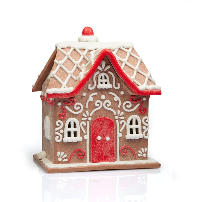 Gingerbread House Christmas Ornament – Red & White Frosted Holiday Decoration