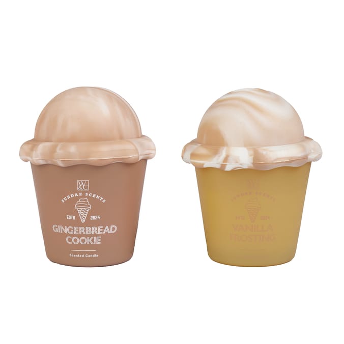 Wickford & Co Sundae Scents Ice Cream Scented Candle Set – Blue Collection