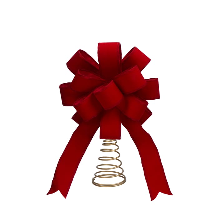Classic Christmas Tree Bow Topper – Elegant Velvet Bow with Spring Base