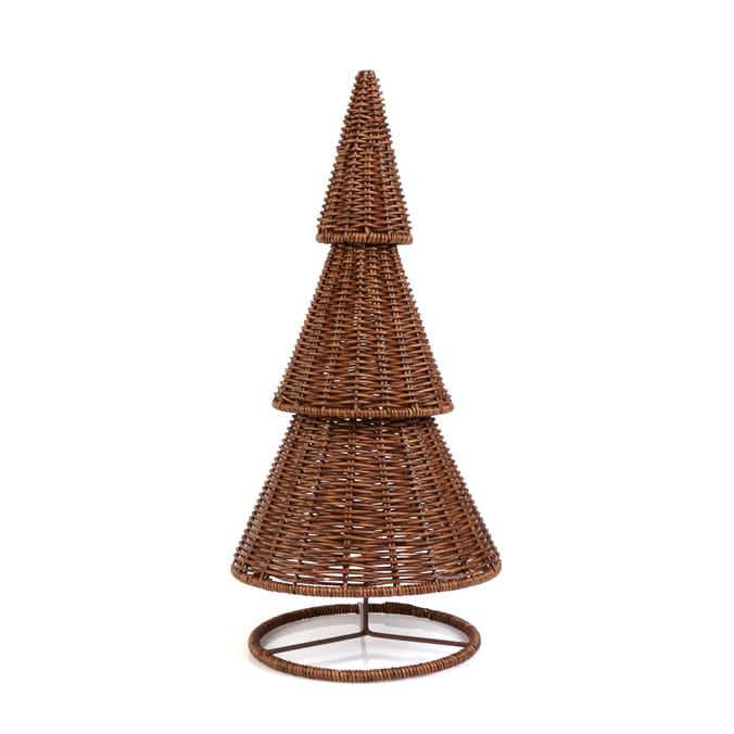 Handwoven Wicker Cone Christmas Tree Decoration