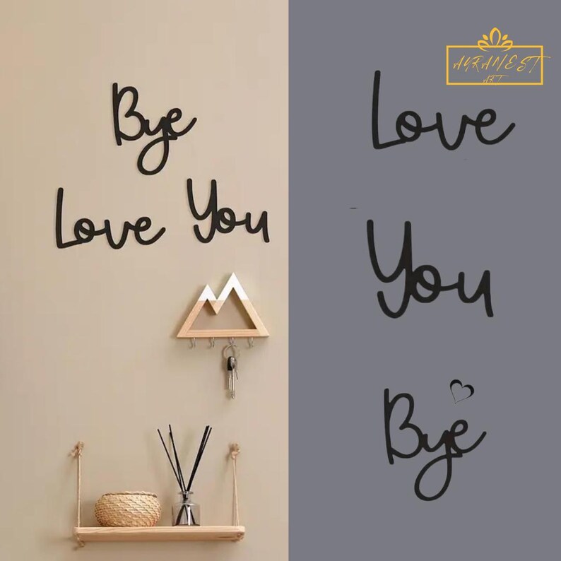 Wooden “Bye Love You” Wall Décor – Handmade Script Letter Cutouts