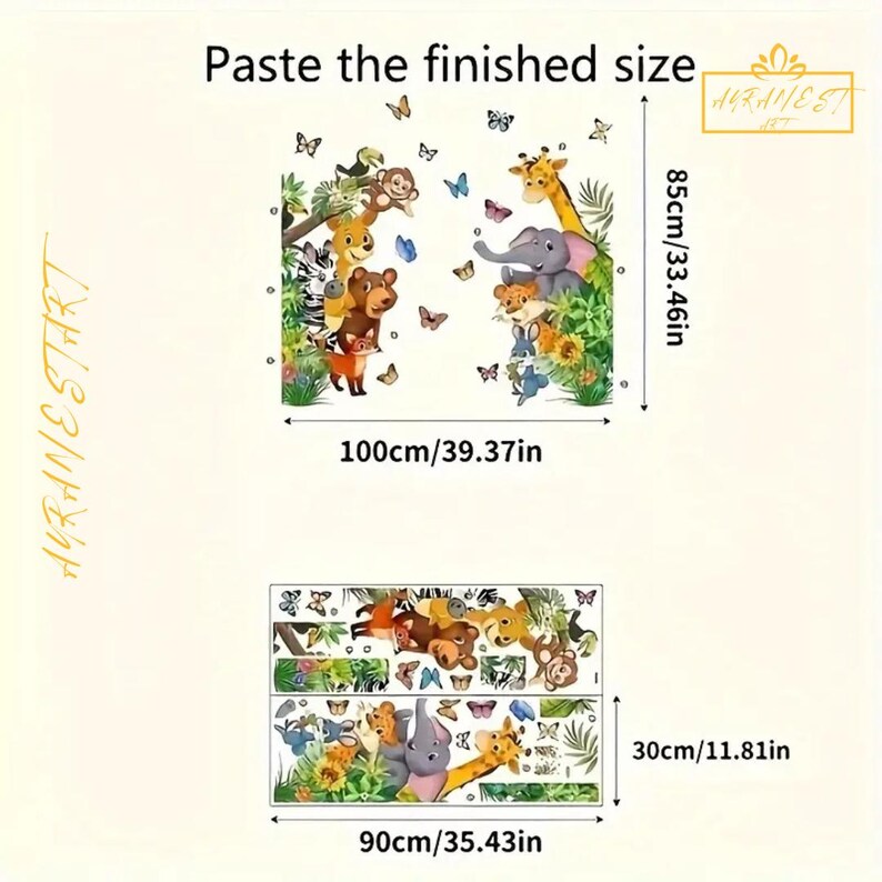 Cartoon Animal Wall Decals – Waterproof PVC Kids’ Room Stickers for Nursery & Playroom Decor