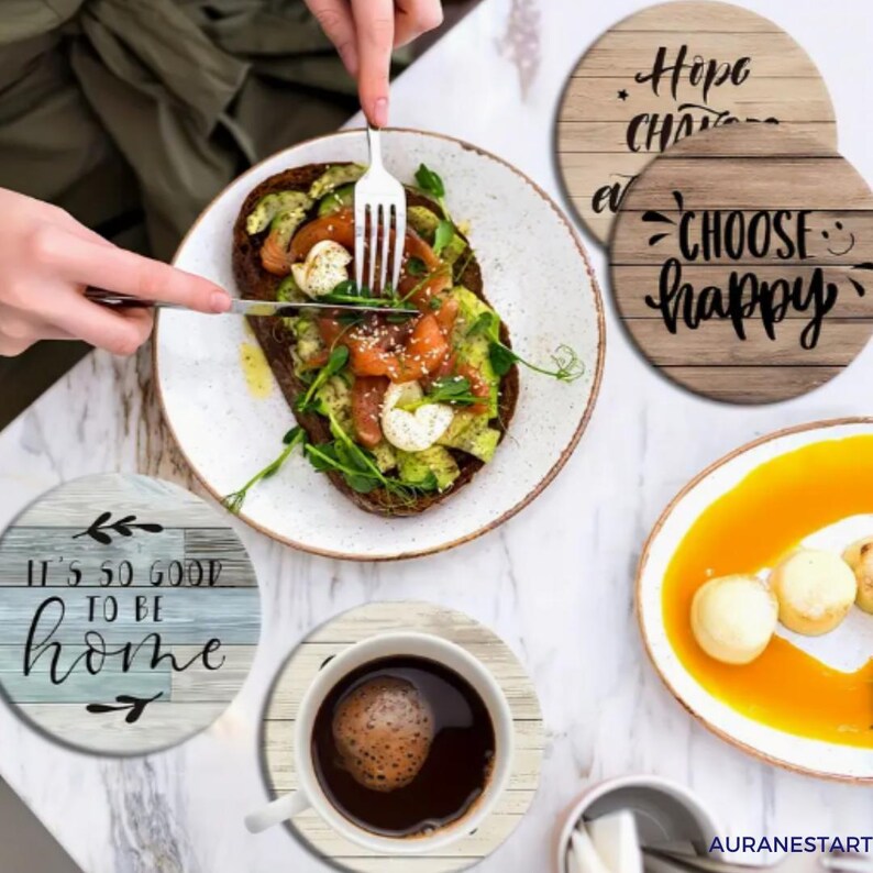 Set of Engraved Wooden Quote Plaques – Home & Wall Décor Signs (Set of 8)