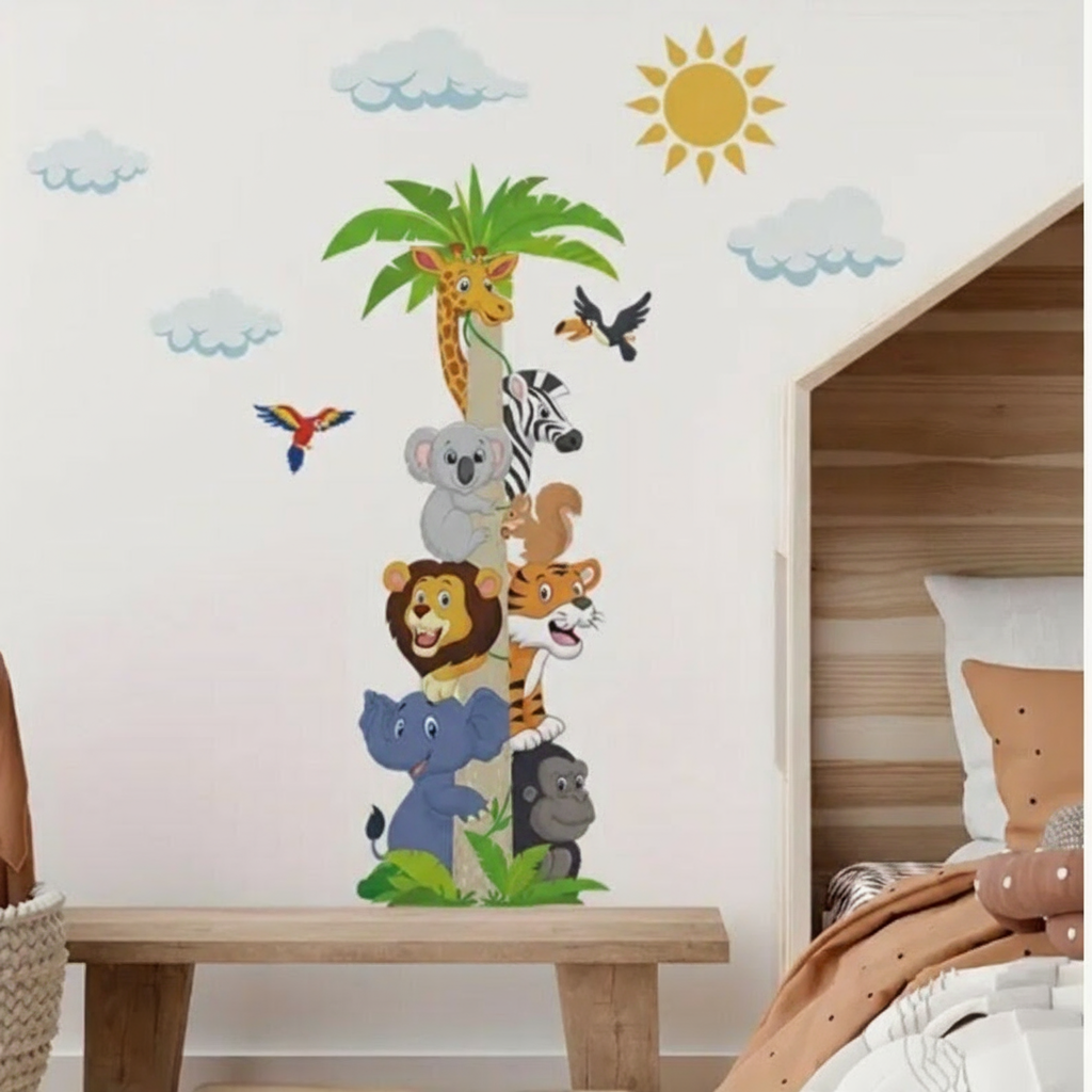 Jungle Animal Height Chart Wall Stickers – Kids Room Safari Wall Décor