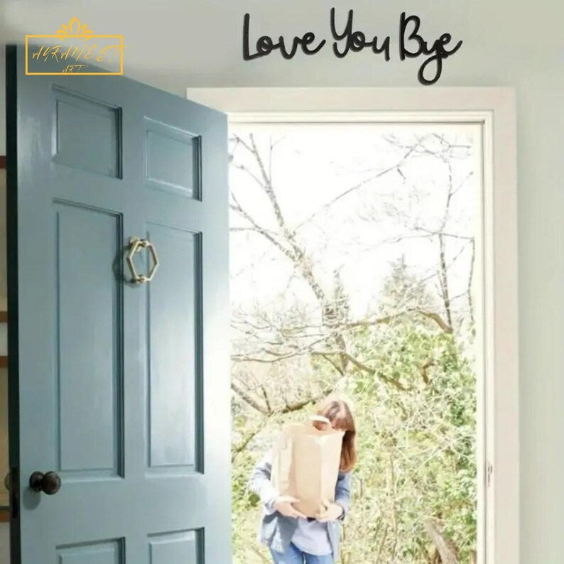 Wooden “Bye Love You” Wall Décor – Handmade Script Letter Cutouts