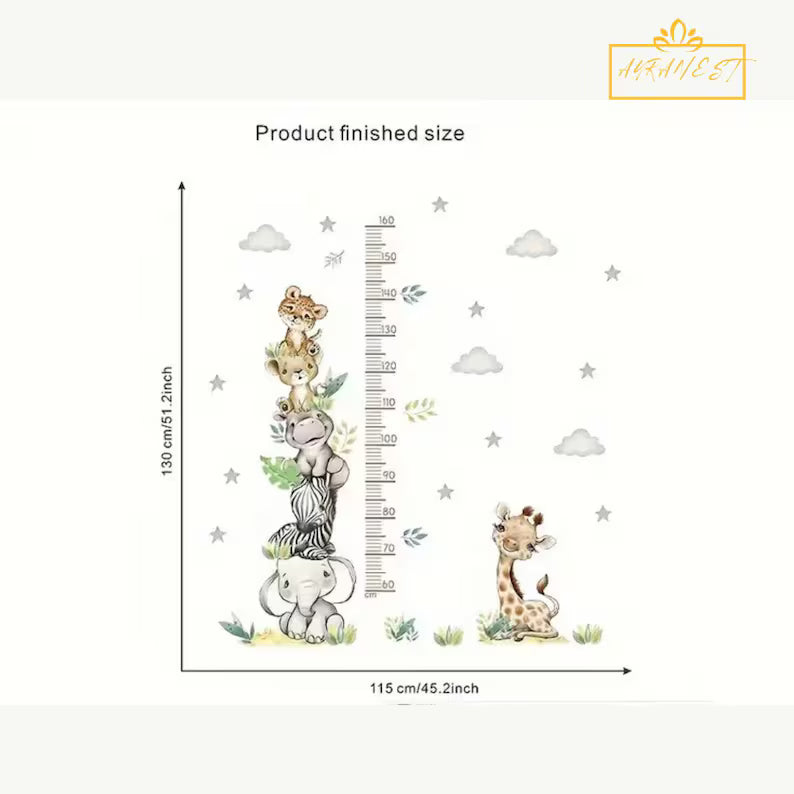 Zebra Growth Chart Wall Decal – Minimalist Animal Height Chart for Kids’ Nursery & Playroom Decor