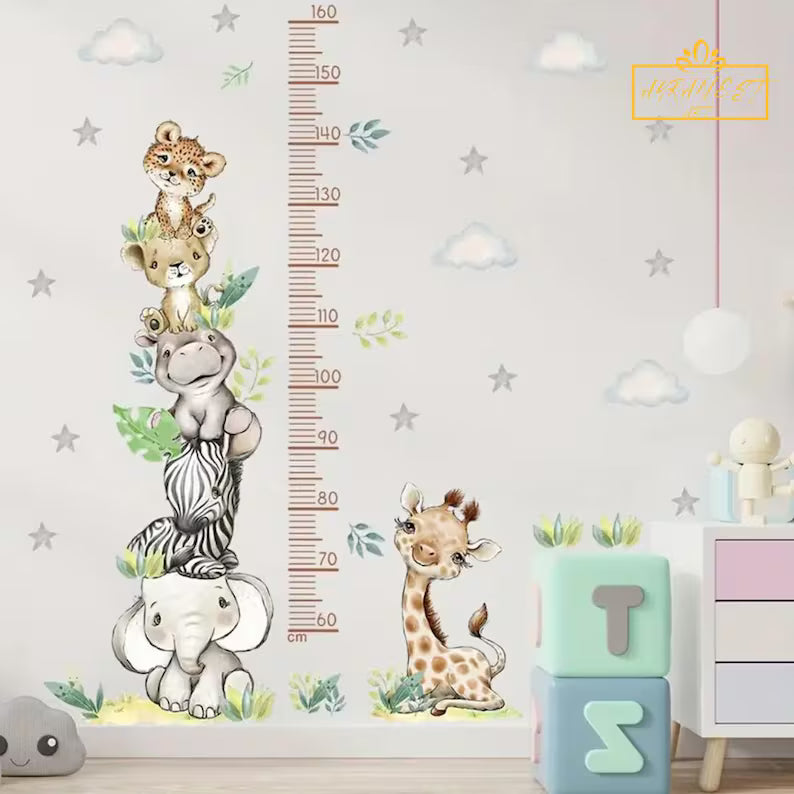 Zebra Growth Chart Wall Decal – Minimalist Animal Height Chart for Kids’ Nursery & Playroom Decor
