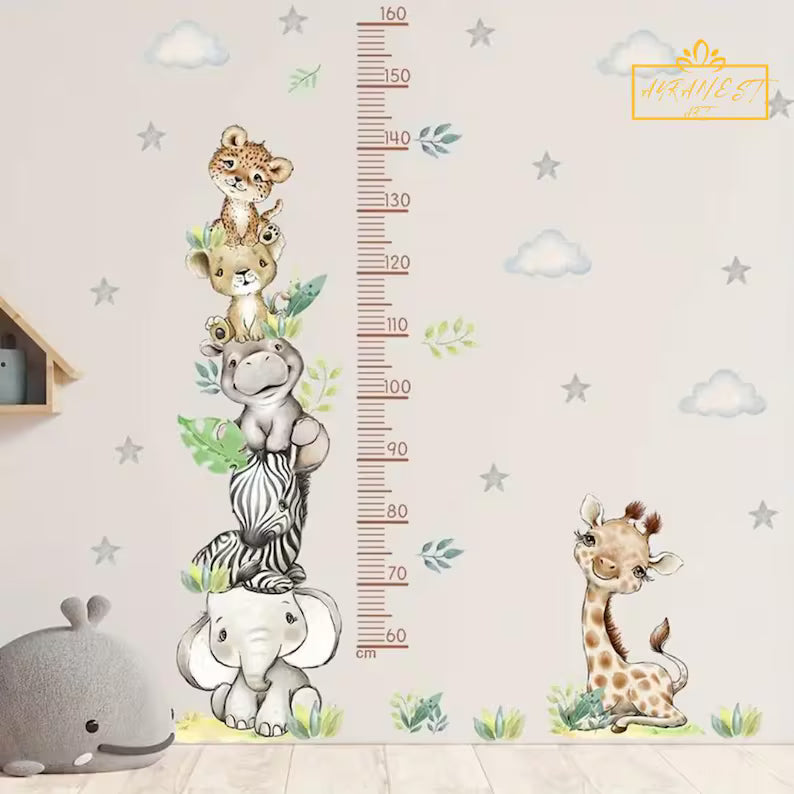 Zebra Growth Chart Wall Decal – Minimalist Animal Height Chart for Kids’ Nursery & Playroom Decor