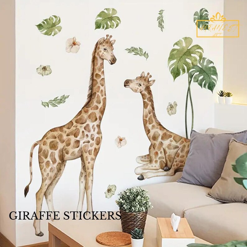 Animal Print Wall Stickers – Glossy Removable Kids’ Room & Home Décor for Glass Surfaces