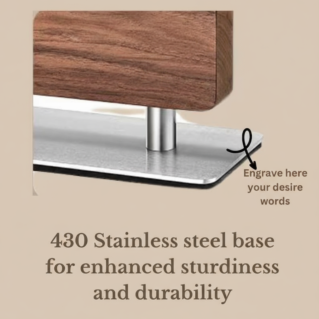 Magnetic Walnut Knife Block – Stylish Double-Sided Countertop Organizer for Modern Kitchens