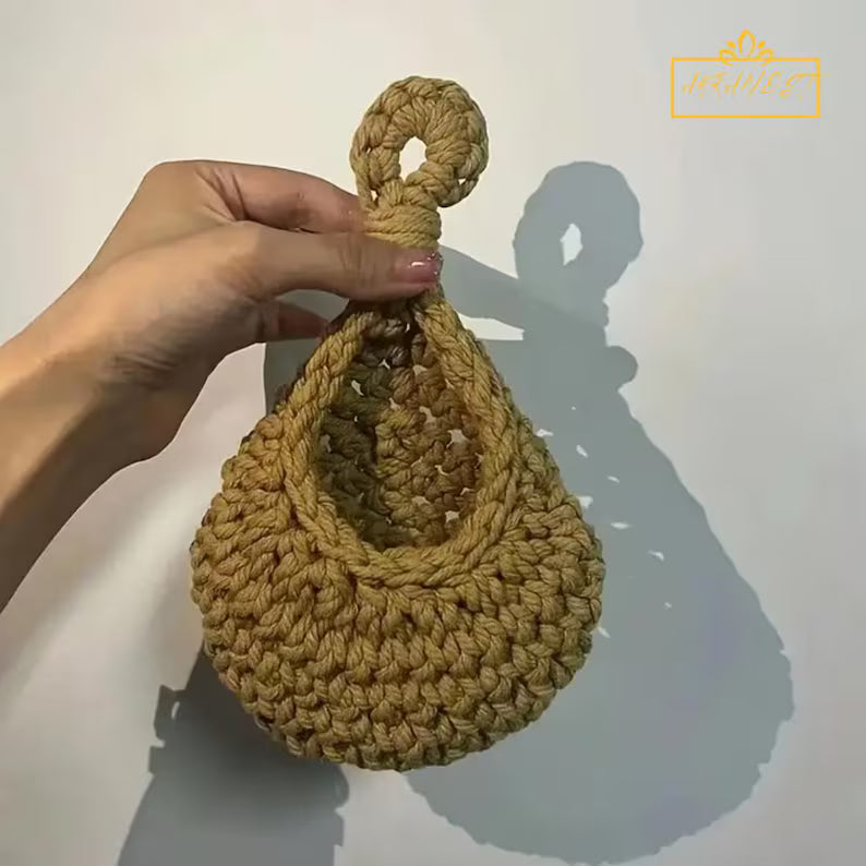 Handmade Crochet Knot Bag – Boho Mini Handbag in Mustard Jute Yarn