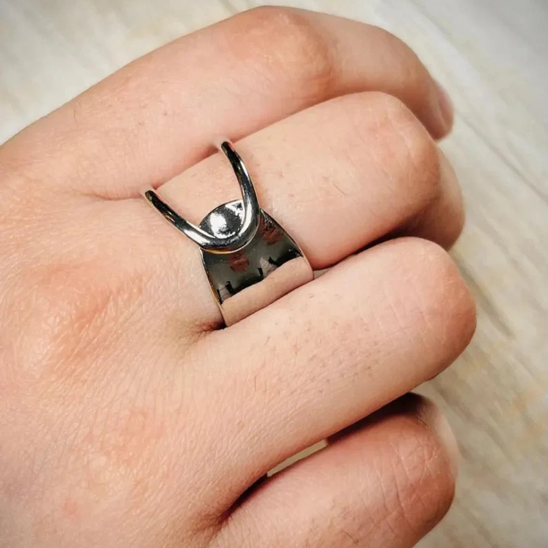 Chunky Hammered Silver Ring | Adjustable Sterling Silver Plated Statement Ring for Women & Men | Bold Boho Thumb Ring