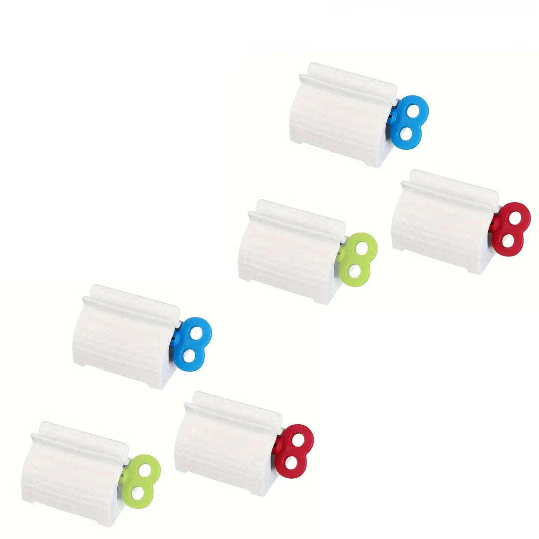 6 × Rolling Tube Toothpaste Squeezer Set – Easy Dispenser & Holder Stand for Toothpaste, Creams & Gels