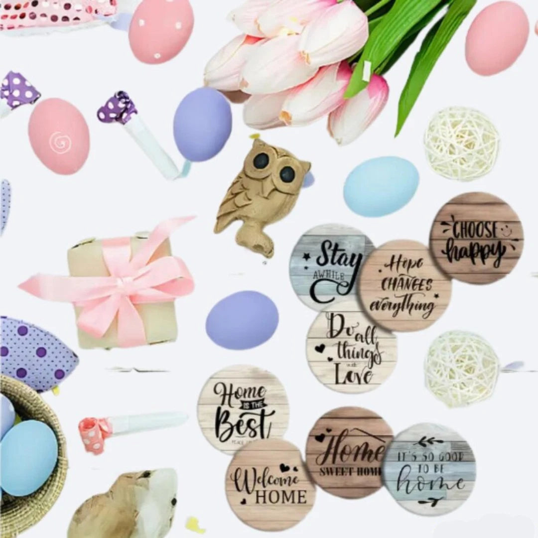 8-Piece Wooden Coaster Set – Heat-Resistant Coffee Cup Mats for Home & Office Table Protection