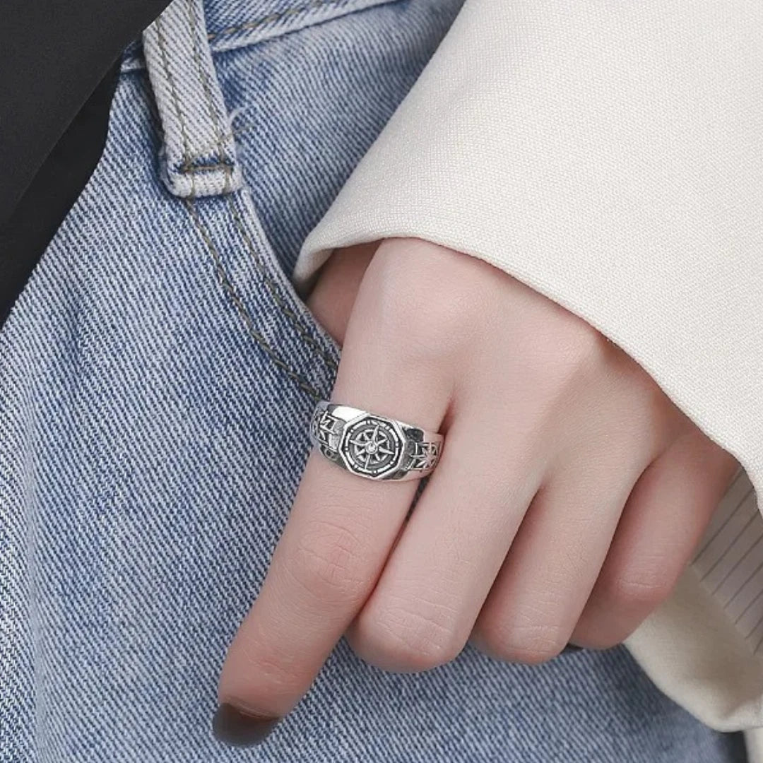 Poseidon Star Adjustable Gothic Ring | Retro Hip-Hop Open Band Ring for Men & Women | Trendy Streetwear Fashion Jewelry