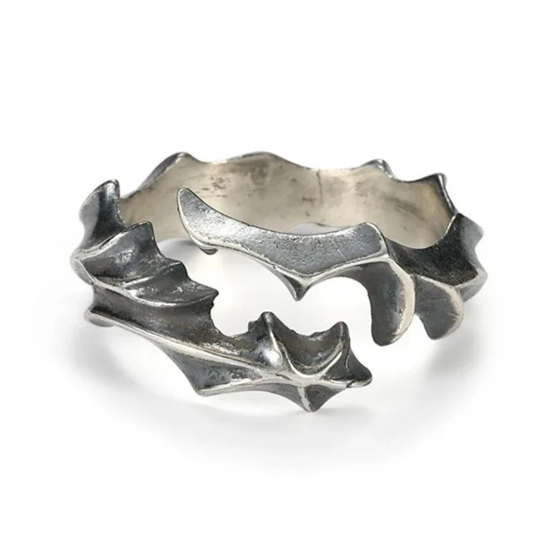 Vintage Rattan Ring | Adjustable Silver Open Band Unisex Ring | Boho Retro Woven Pattern Jewelry for Men & Women UK