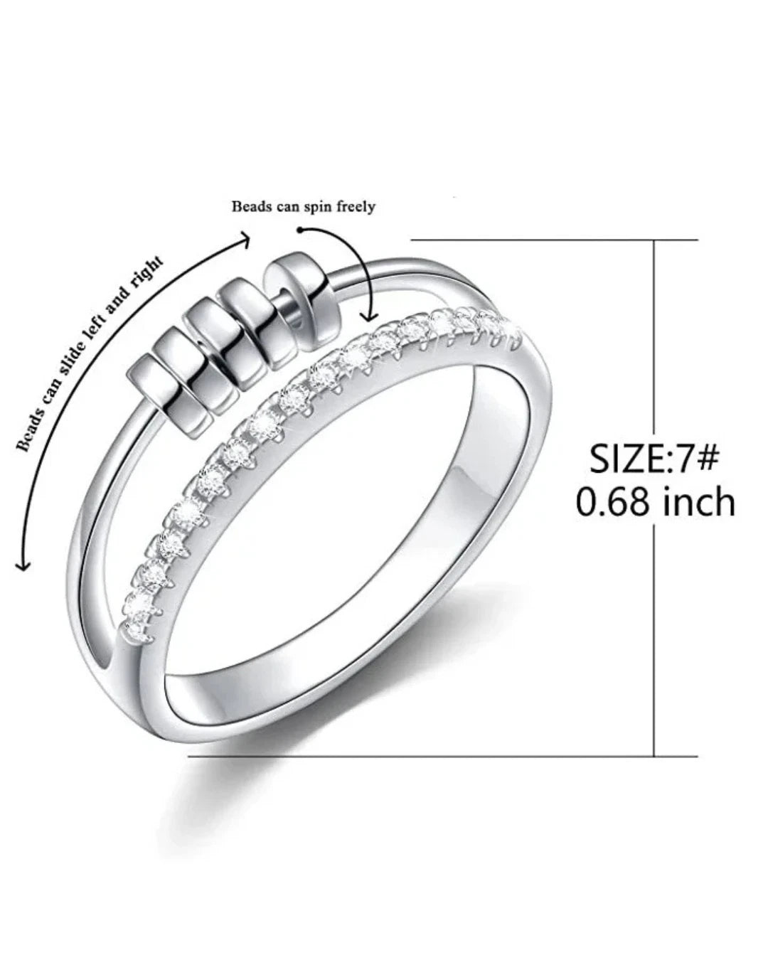 To My Daughter Anti-Anxiety Ring – Spinner Fidget Beads Ring for Stress Relief & Mindfulness | Gift for Women & Girls