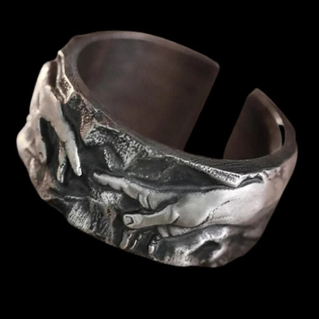 Michelangelo Creation of Adam Ring | Adjustable Handmade Stainless Steel Boho Ring for Men & Women | Artistic Renaissance Jewelry