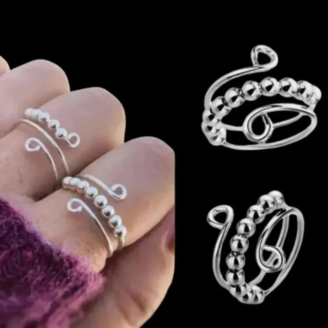 To My Daughter Anti-Anxiety Spinner Ring | Sterling Silver Fidget Bead Ring for Stress Relief & Focus | Women & Girls Gift