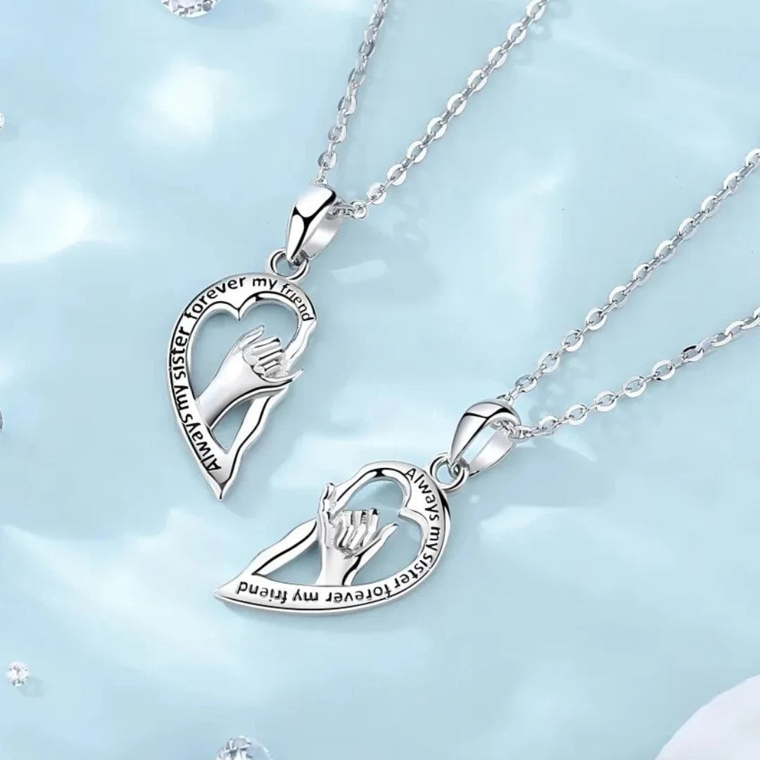 Silver Classic Love Pendant Necklace | Matching Heart Necklace for Lovers, Sisters & Best Friends | Sterling Silver Gift Jewelry