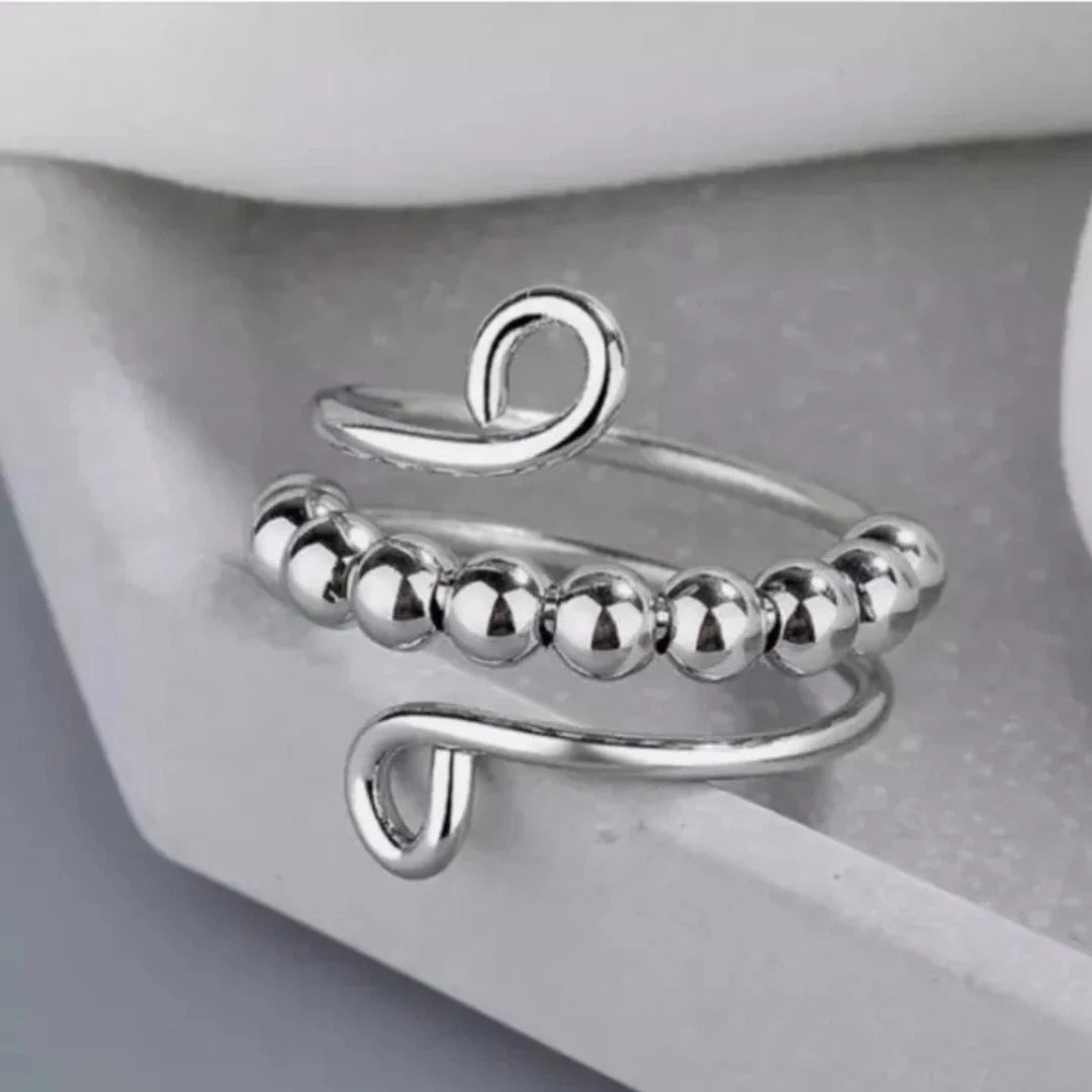 To My Daughter Anti-Anxiety Spinner Ring | Sterling Silver Fidget Bead Ring for Stress Relief & Focus | Women & Girls Gift