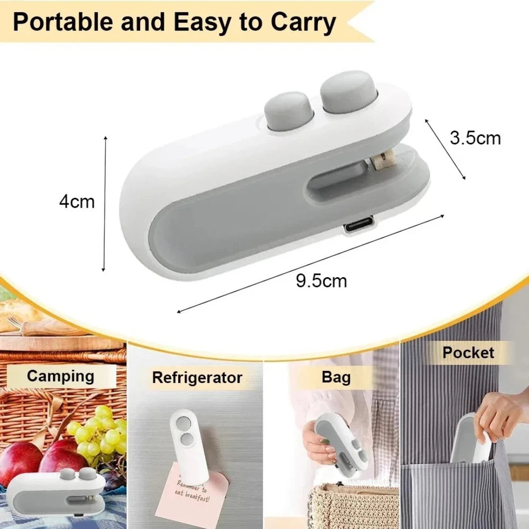2-in-1 Mini Bag Sealer & Cutter – USB Rechargeable Food Sealing Machine for Kitchen Storage & Freshness