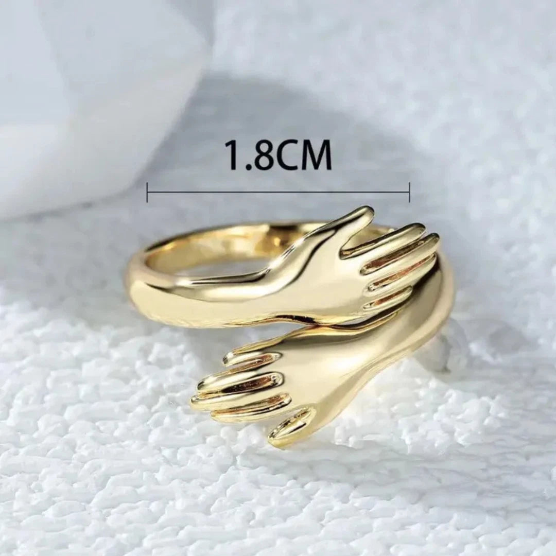 Adjustable Silver Hug Ring | Love Embrace Open Ring for Women & Men | Friendship, Couple, and Family Gift Jewelry