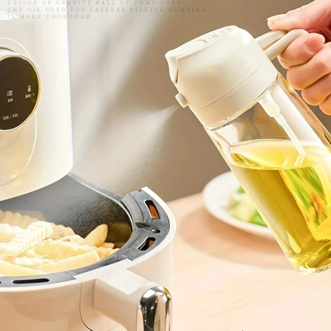 2-in-1 Oil Dispenser & Sprayer Bottle (470ml) – Adjustable Oil Spray & Pour Control for Cooking, Air Fryer & Kitchen Use