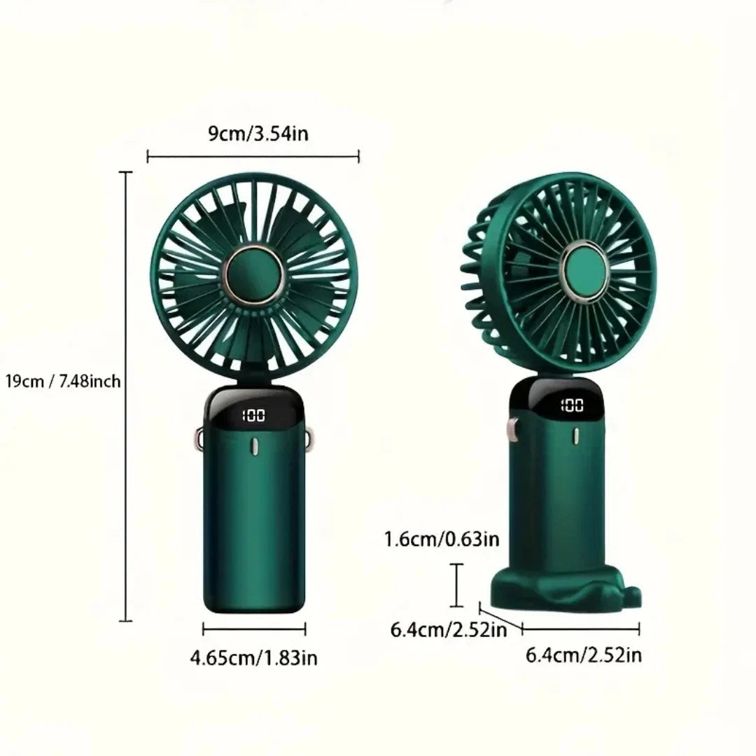 Handheld USB Rechargeable Mini Fan – 5-Speed Foldable Portable Fan with Battery Display for Home, Office & Travel