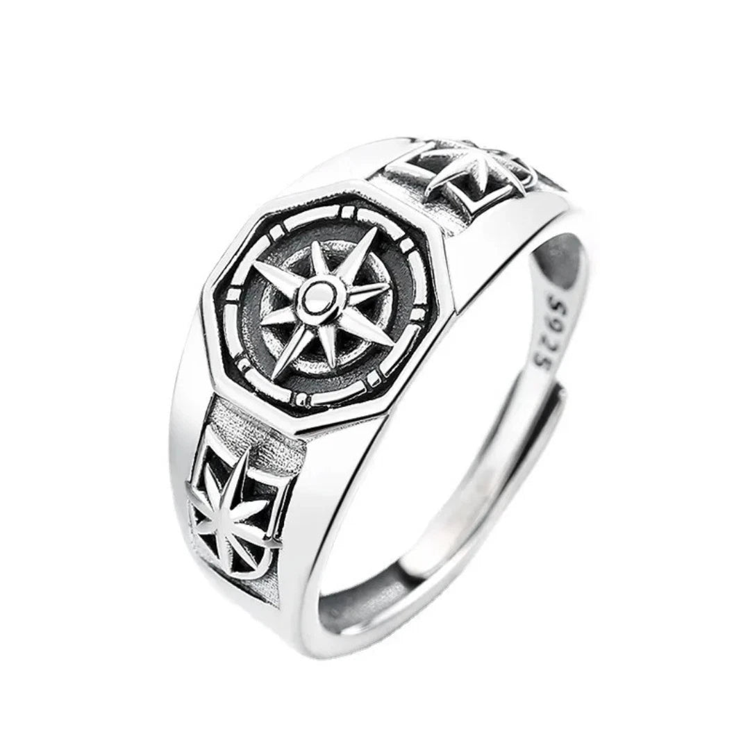 Poseidon Star Adjustable Gothic Ring | Retro Hip-Hop Open Band Ring for Men & Women | Trendy Streetwear Fashion Jewelry