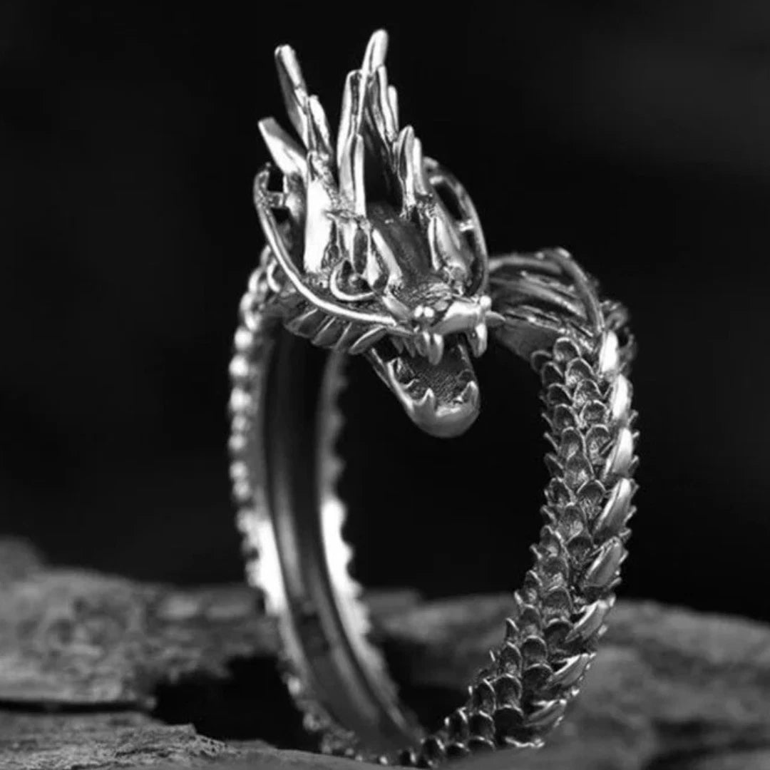 Antique Dragon Adjustable Ring – Gothic Punk Unisex Jewelry | Retro Dragon Ring for Men & Women