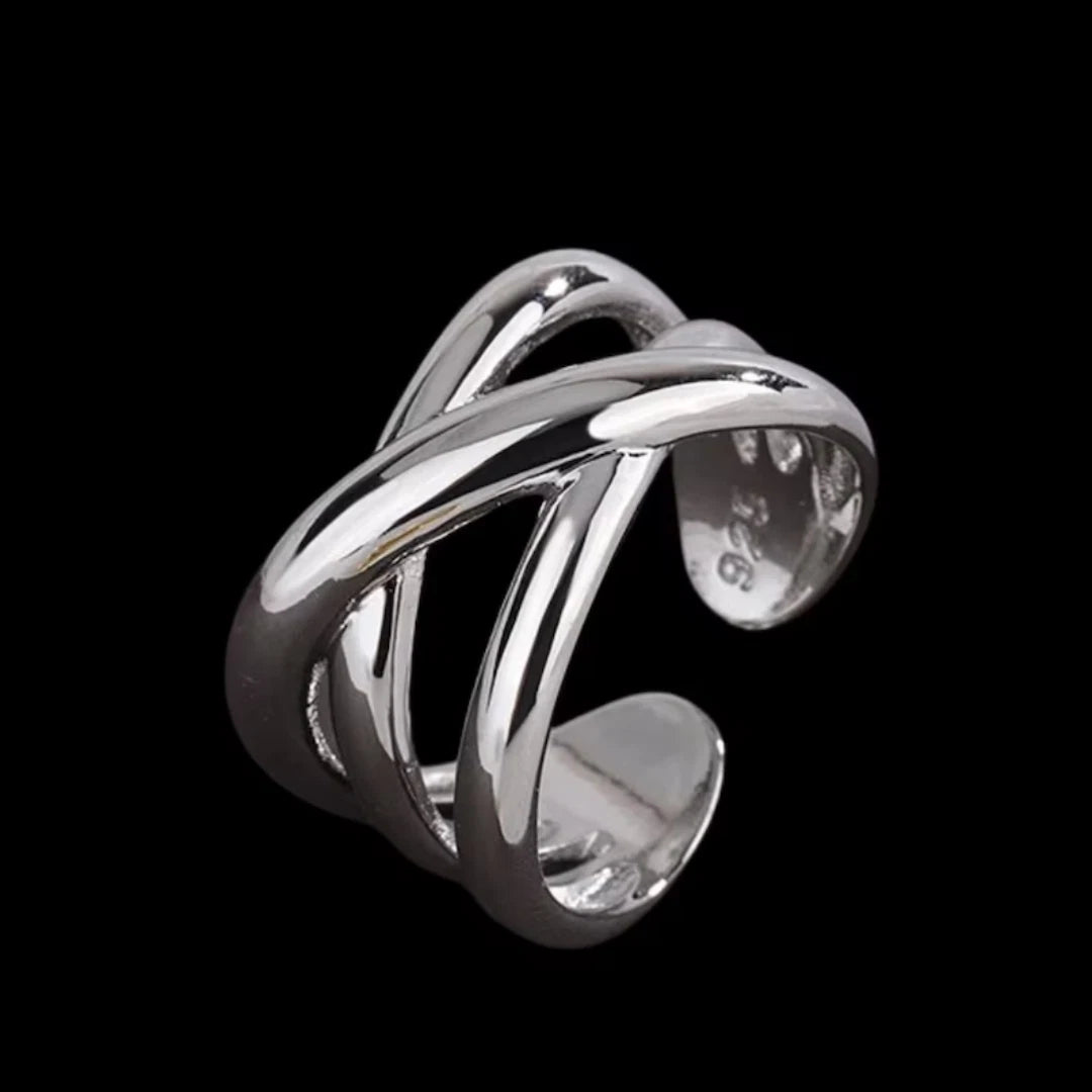 Silver Chunky Adjustable Ring for Women | Boho Chic Thick Wrap Thumb Ring | Minimalist Matching Silver Band