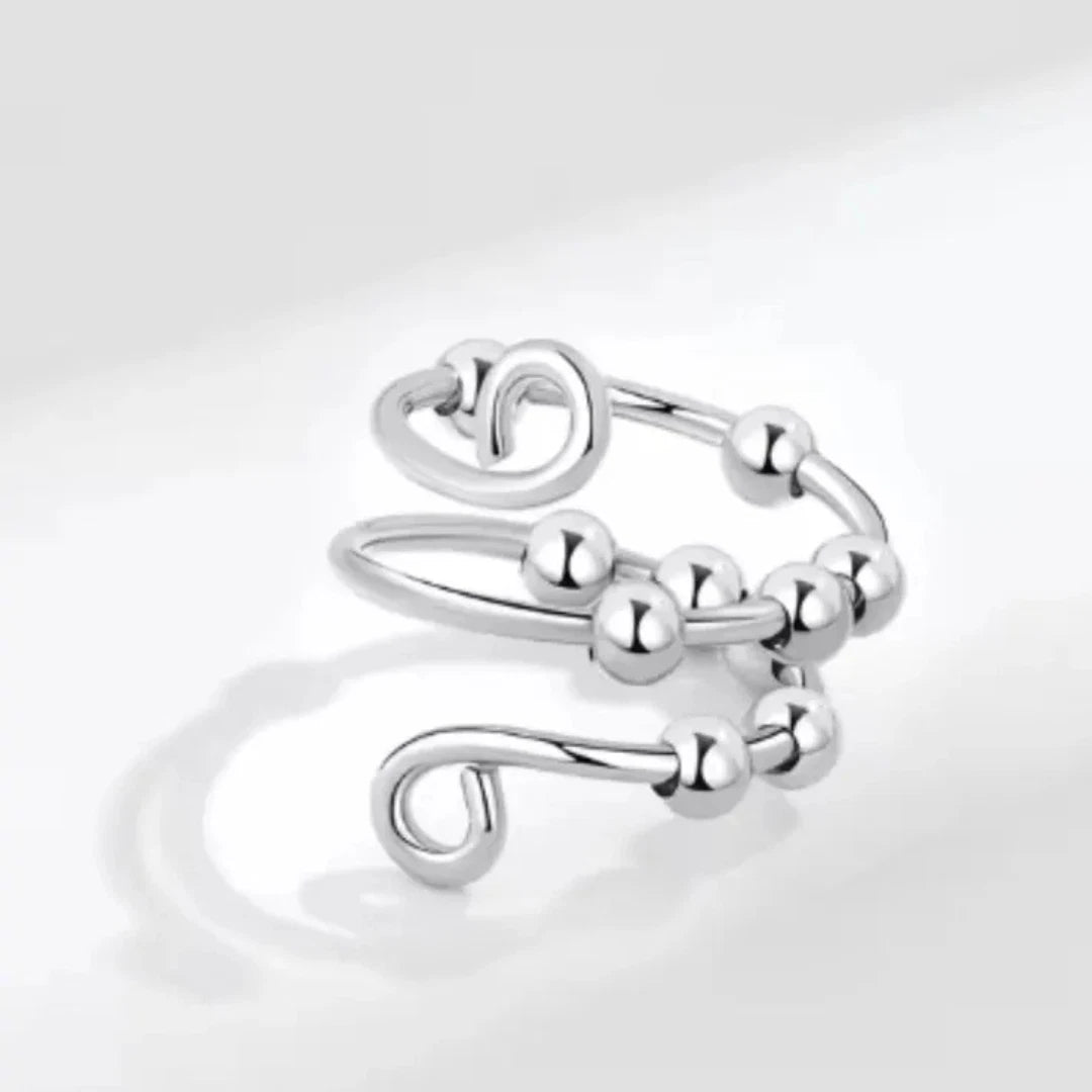 To My Daughter Anti-Anxiety Spinner Ring | Sterling Silver Fidget Bead Ring for Stress Relief & Focus | Women & Girls Gift