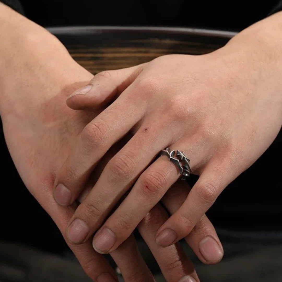 Vintage Rattan Ring | Adjustable Silver Open Band Unisex Ring | Boho Retro Woven Pattern Jewelry for Men & Women UK