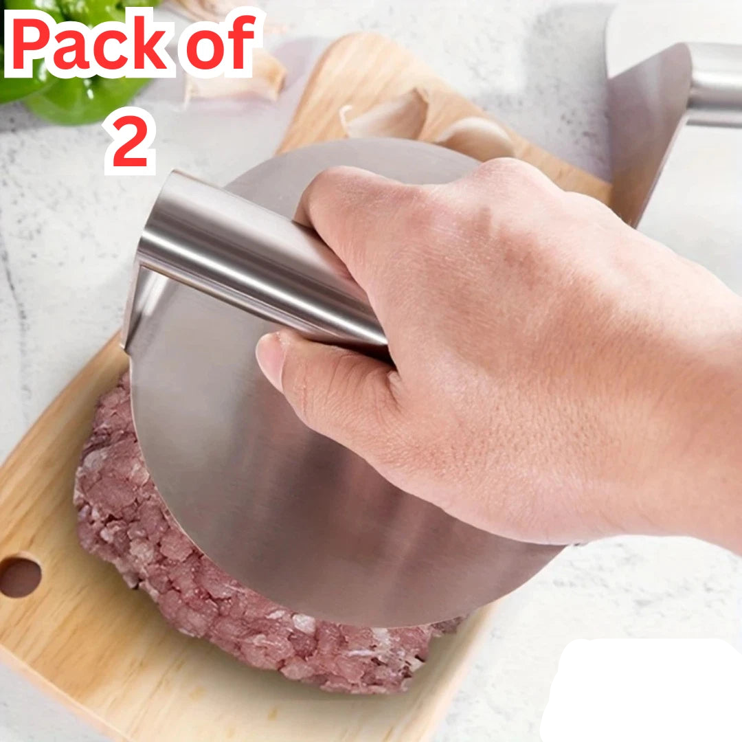 Stainless Steel Burger Press Set (2-Pack) – Heavy-Duty Round Smash Burger Smasher for Griddle & BBQ