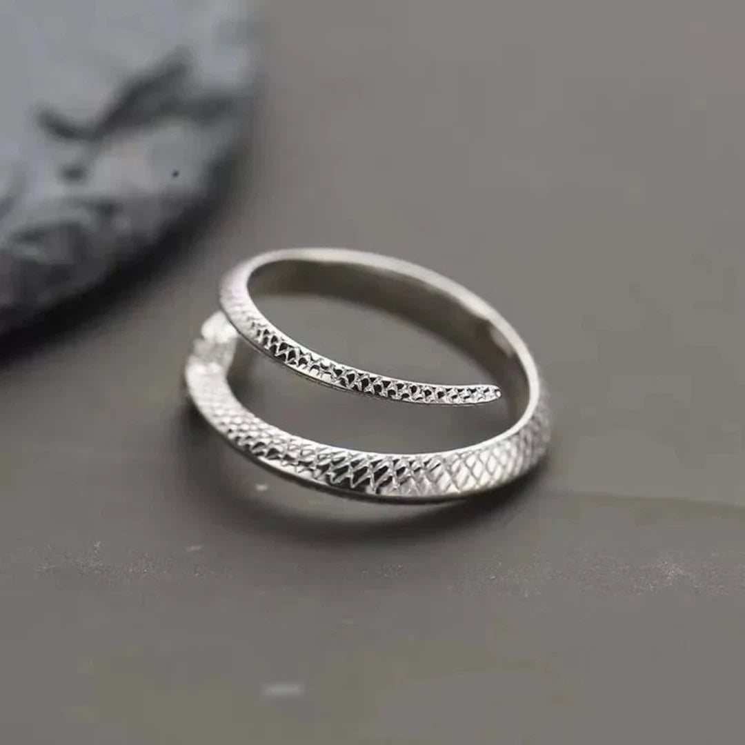 Gothic Snake Ring Adjustable – Punk Silver Serpent Wrap Ring for Men & Women | Unisex Vintage Snake Jewelry
