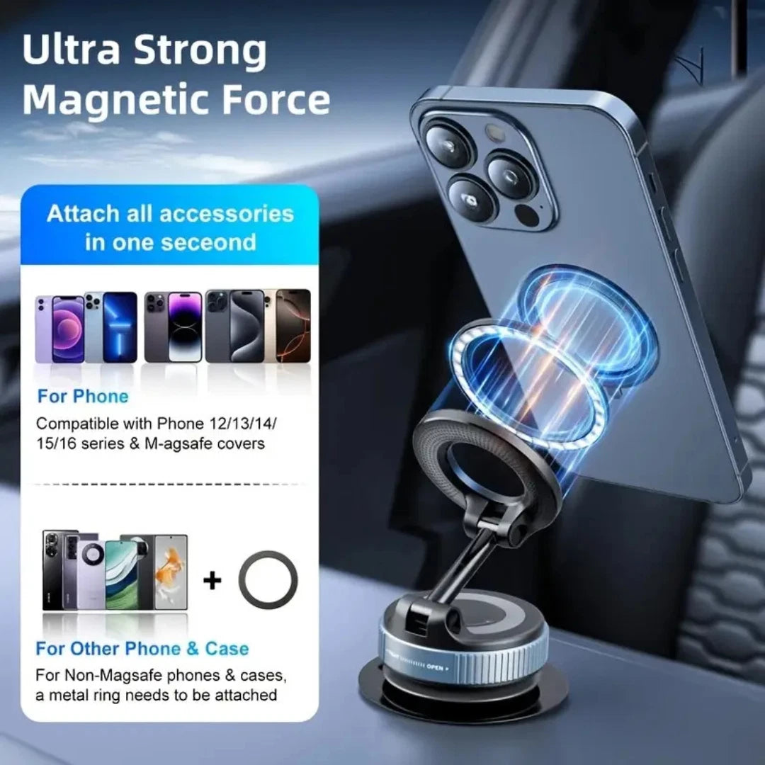 Strong Magnetic Car Phone Holder | 360° Rotating Foldable Mount | Universal Dashboard & Windshield Bracket for iPhone & Android